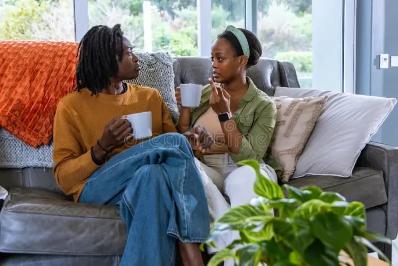 Couple talking through a disagreement calmly