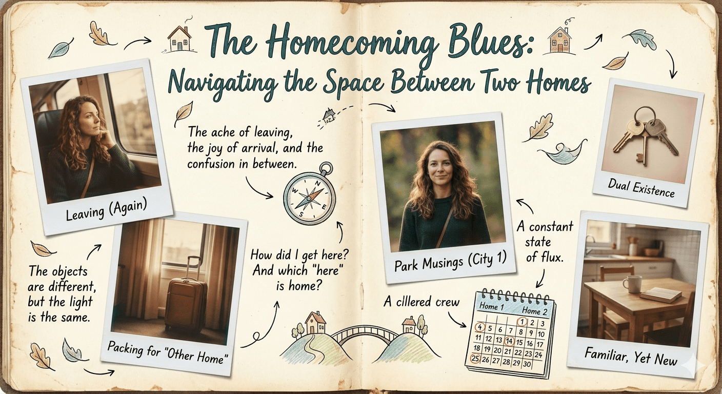 Travel-journal style layout with warm, nostalgic Polaroid-style photography
